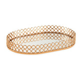 Bandeja em Metal com Espelho Rose Gold - 36 cm - Ela Decora